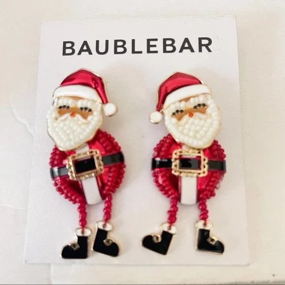 Baublebar Santa Beaded Christmas Statement Earrings New - Picture 2 of 3